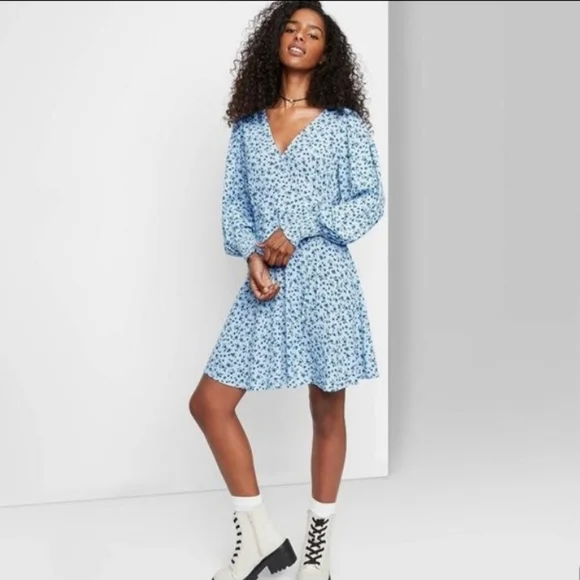 wild fable blue floral dress Wild Fable Dresses | Nwt Wild Fable Womens Size Large Blue Floral Dress | Color: Blue | Size: L
